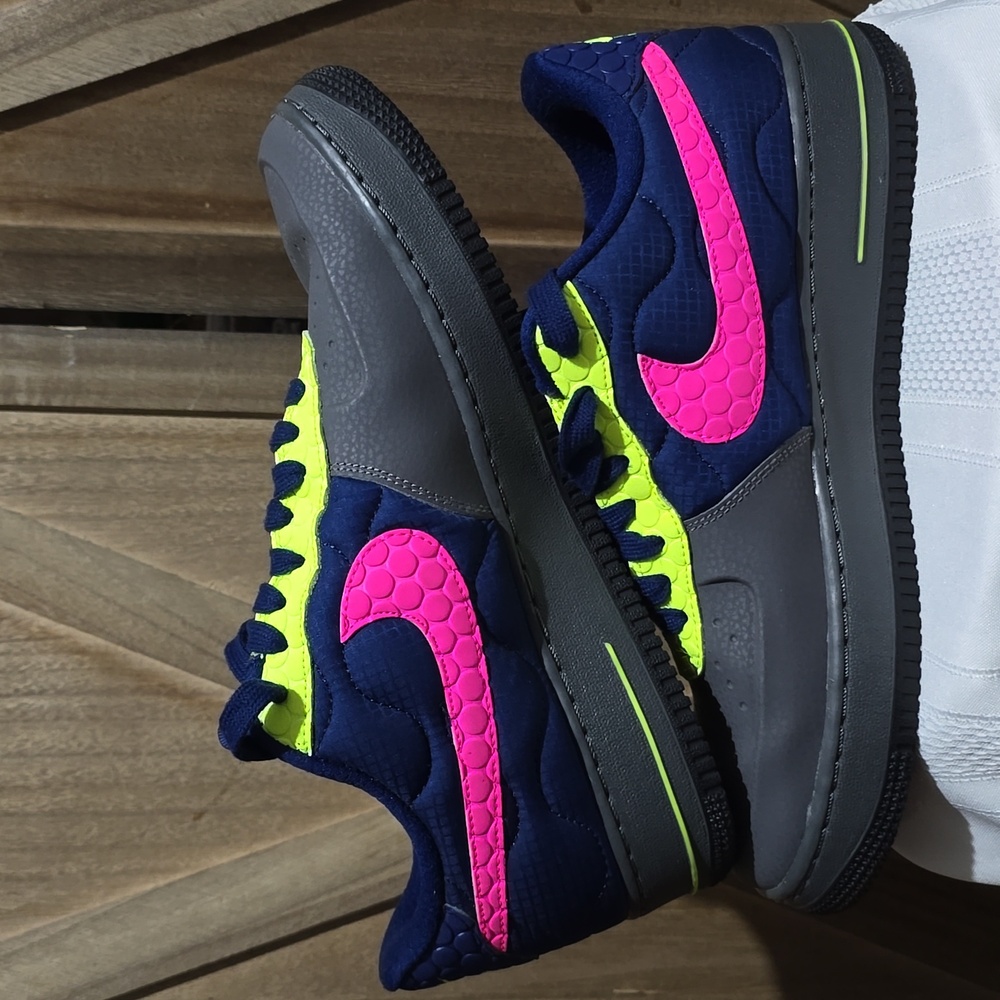 NWOB Nike AF1 "By You" Low 3M Thinsulate Neon Pink Green Blue Gray Womens Sz. 10 - Picture 2 of 8
